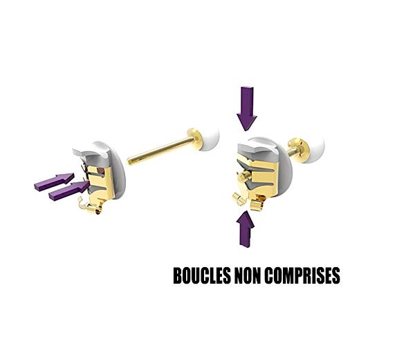2 PAIRES FERMOIRS SÉCURITÉ ACIER/PVD OR